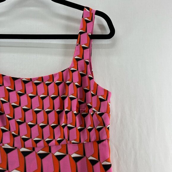 Diane Von Furstenberg Mini Shift Dress Sz S Sleeveless Squareneck Geometric Pink - Picture 7 of 16